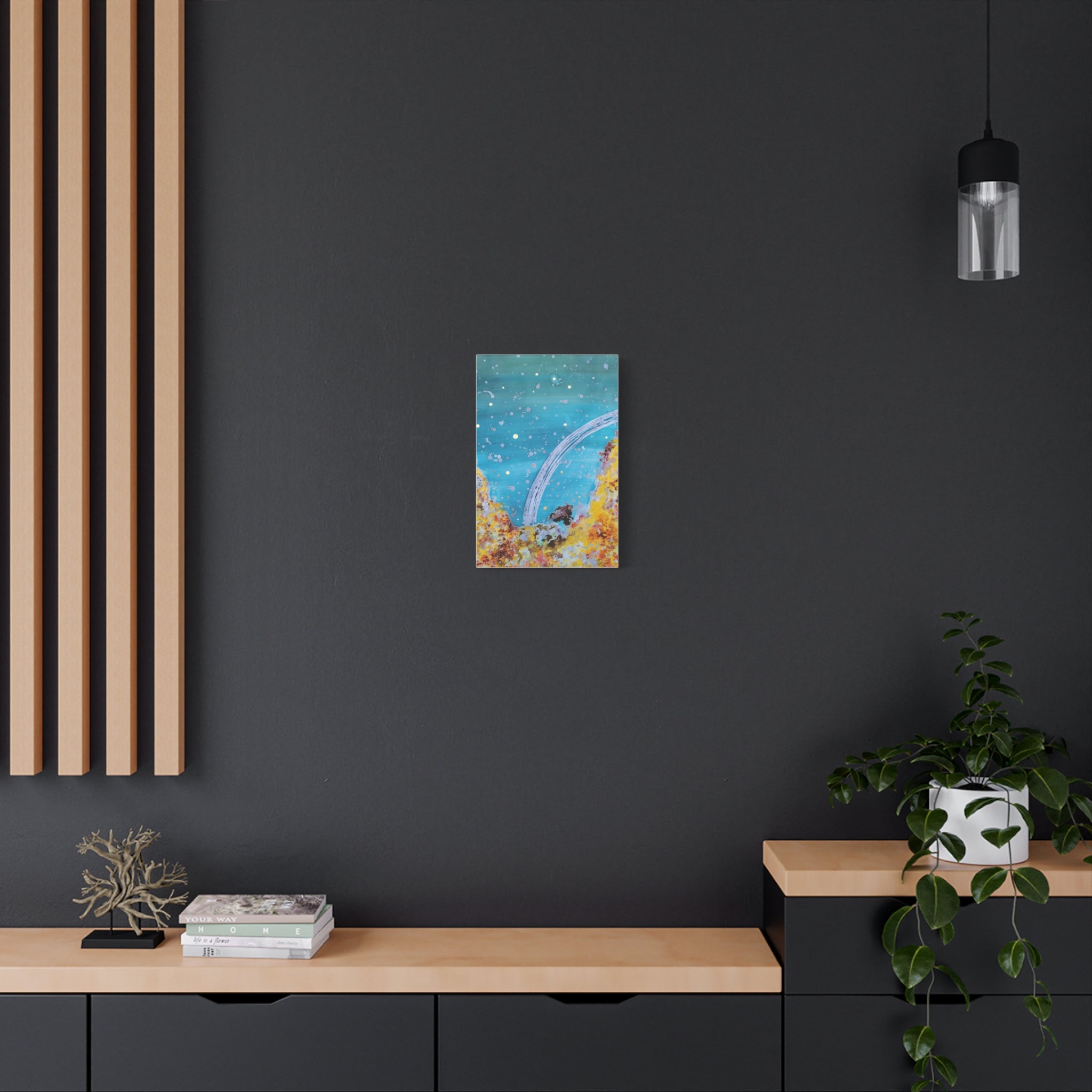 Abstract Ocean Arch Canvas - Teal & Gold Wall Art