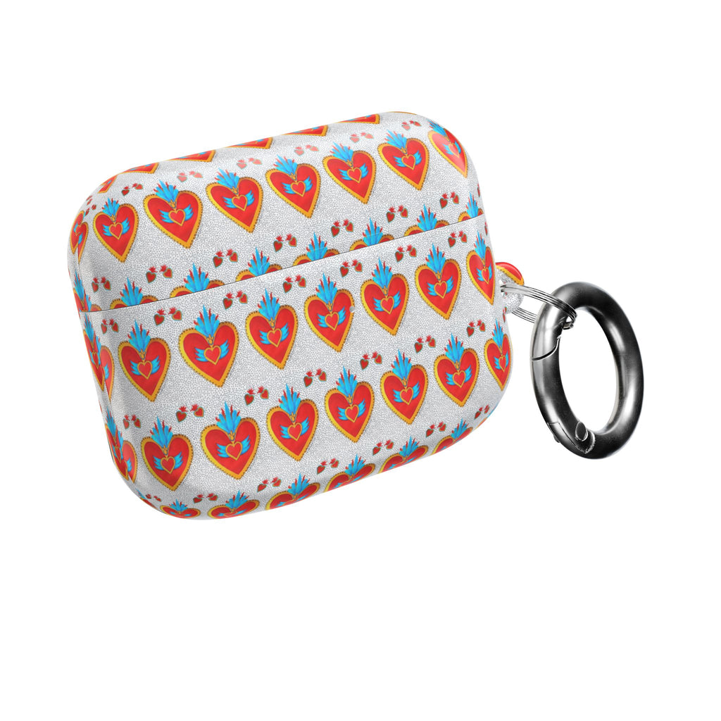 Heart Pattern AirPod Case — Colorful Folk Art Hearts Protective Cover