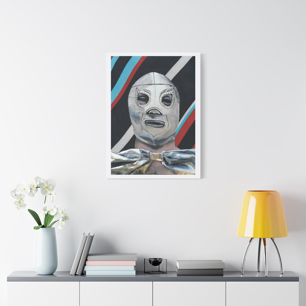 "El Santo" Luchador Mask Art Canvas – Silver Wrestler Stretched Matte Print
