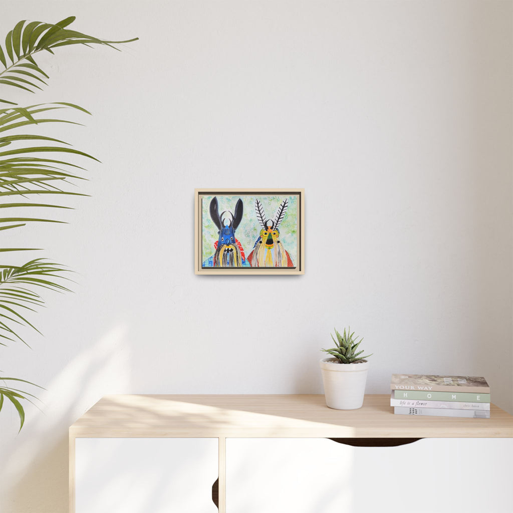 Colorful Folk Mask Matte Canvas Print (Framed)