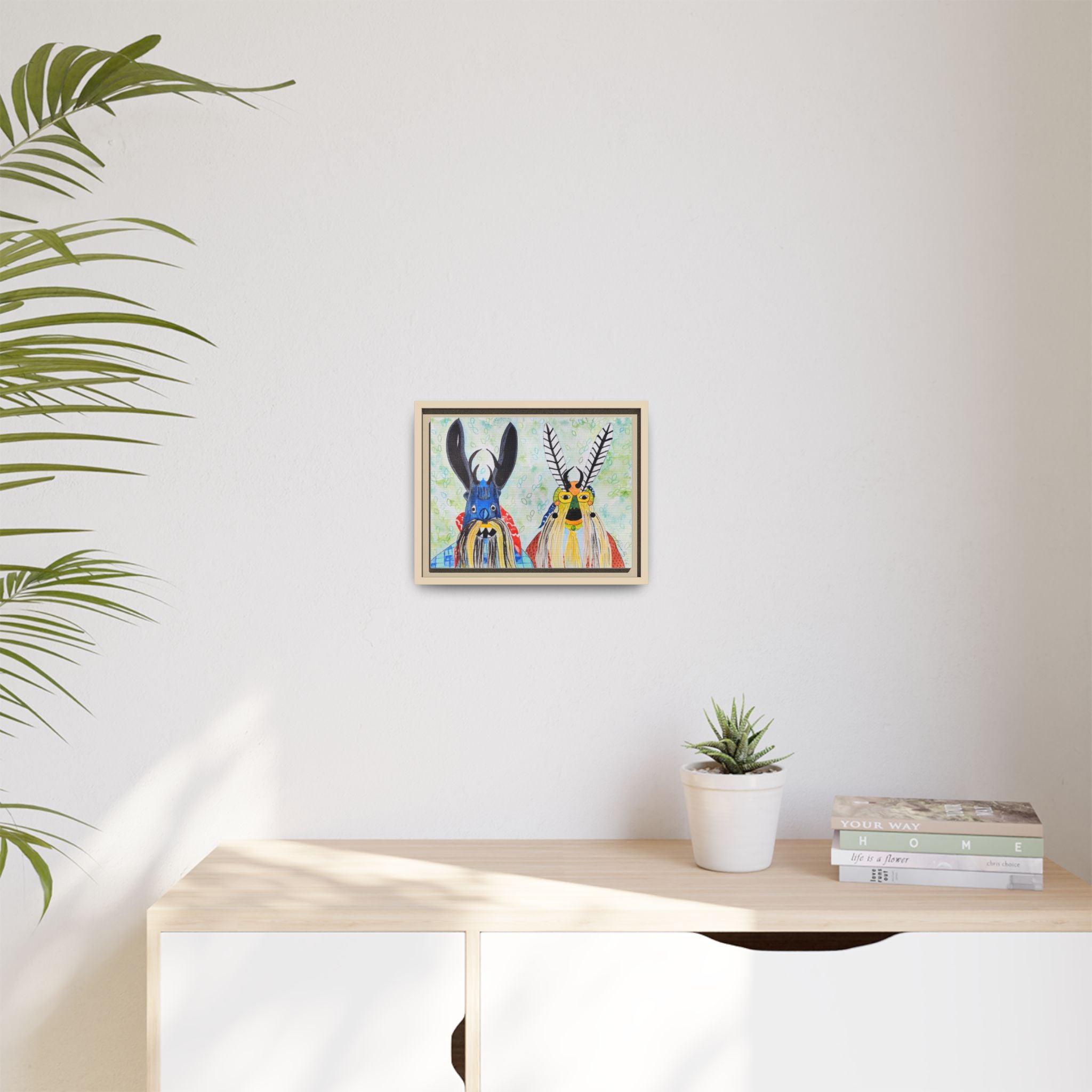 Colorful Folk Mask Matte Canvas Print (Framed)