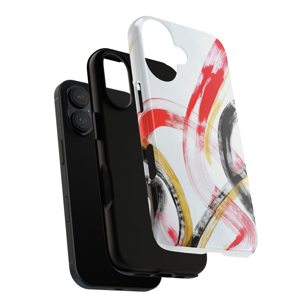 Tough Cases — Abstract Red & Black Brushstroke Phone Case by Paola Capon