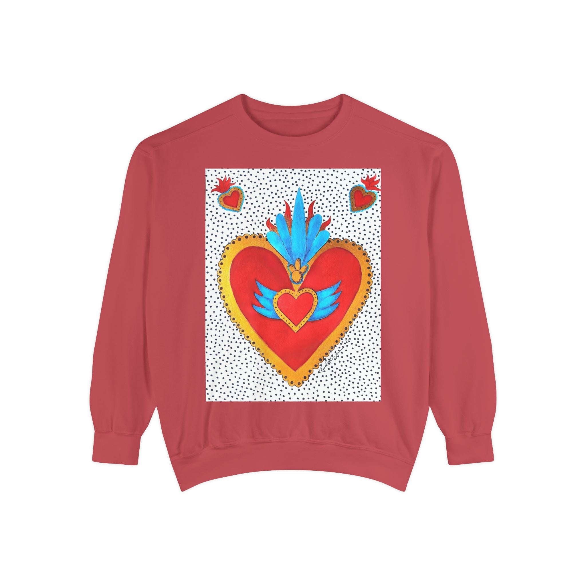 Sweat-shirt Sacré-Cœur — Col rond Cœur d'art populaire coloré
