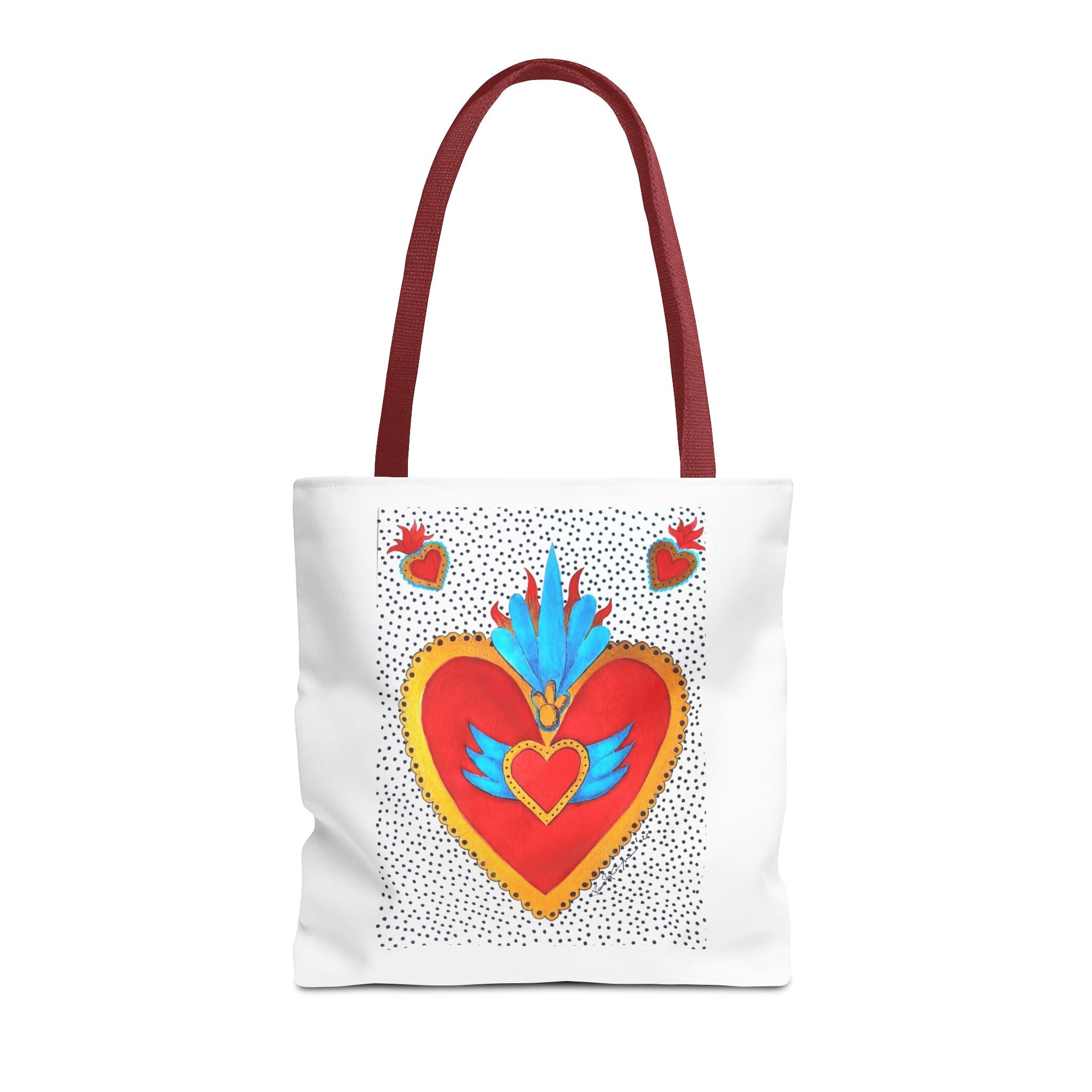 Sacred Heart Tote Bag — Colorful Folk Art Heart Design