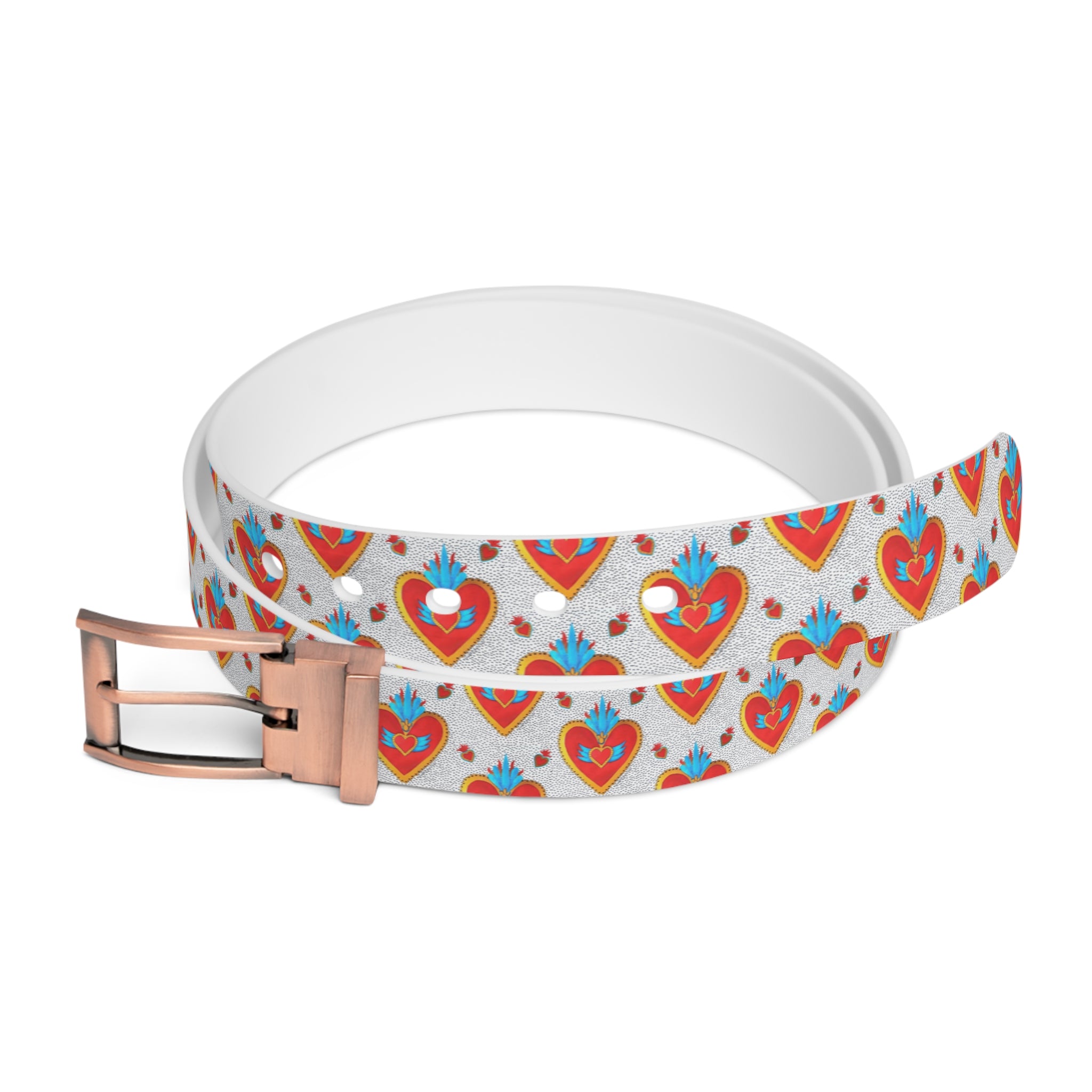 Heart Folk Art Belt — Colorful Sacred Heart Pattern Accessory