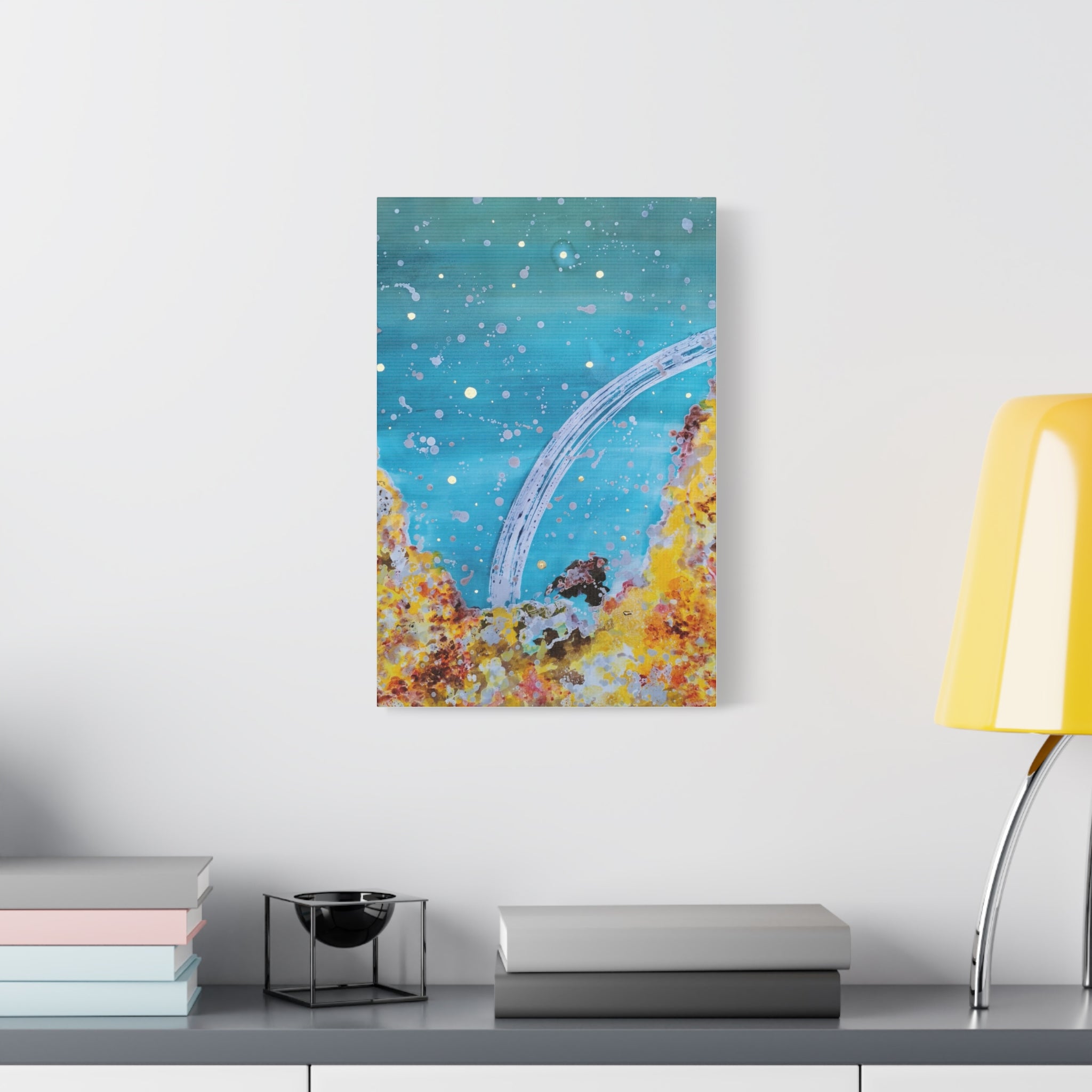 Abstract Ocean Arch Canvas - Teal & Gold Wall Art
