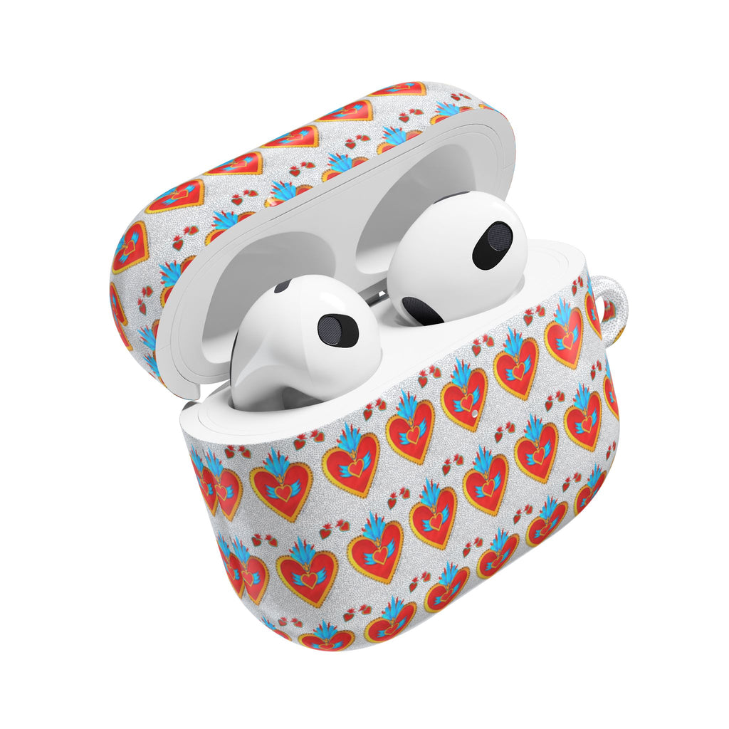Heart Pattern AirPod Case — Colorful Folk Art Hearts Protective Cover