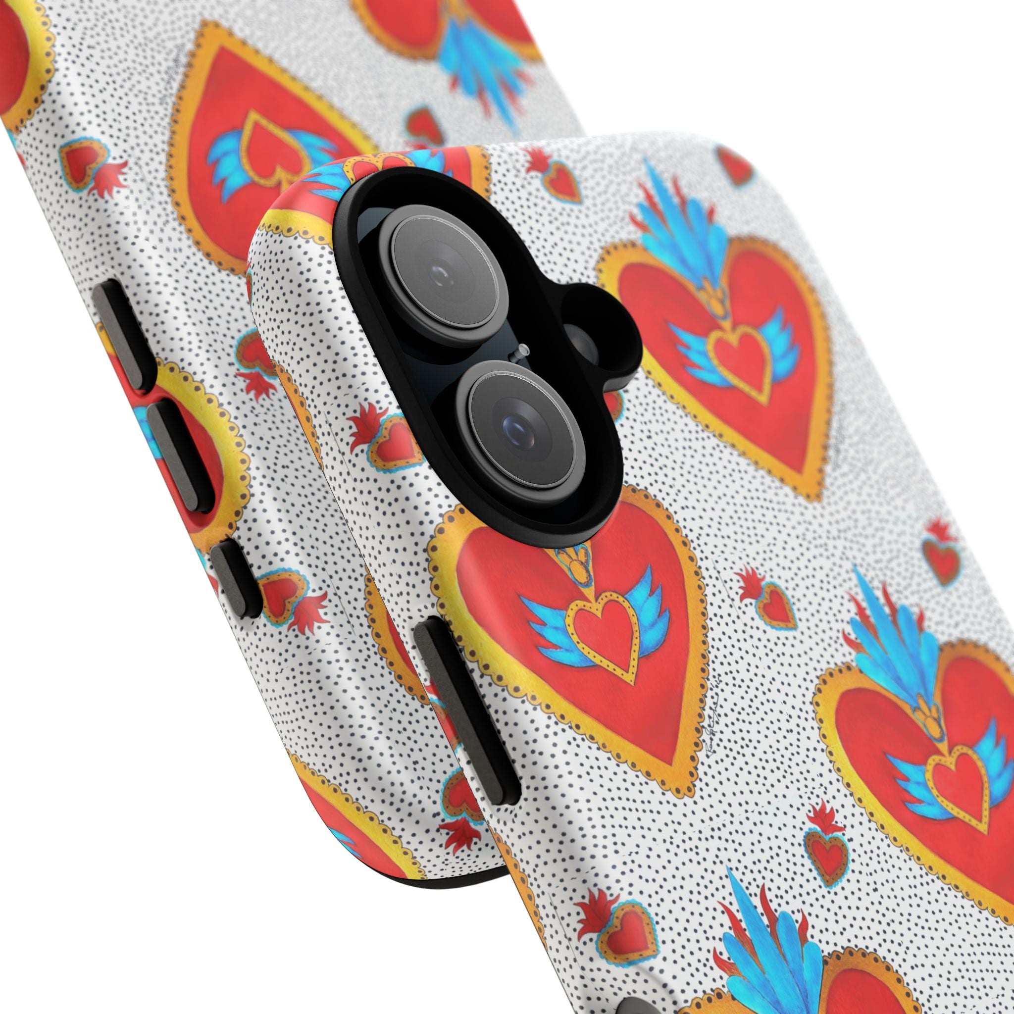Phone Case — Red Sacred Heart Pattern Protective Tough Case