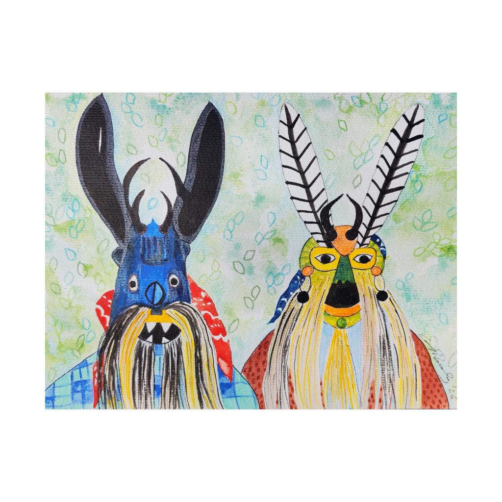 Surreal Tribal Mask Art Poster — Matte Horizontal Wall Print