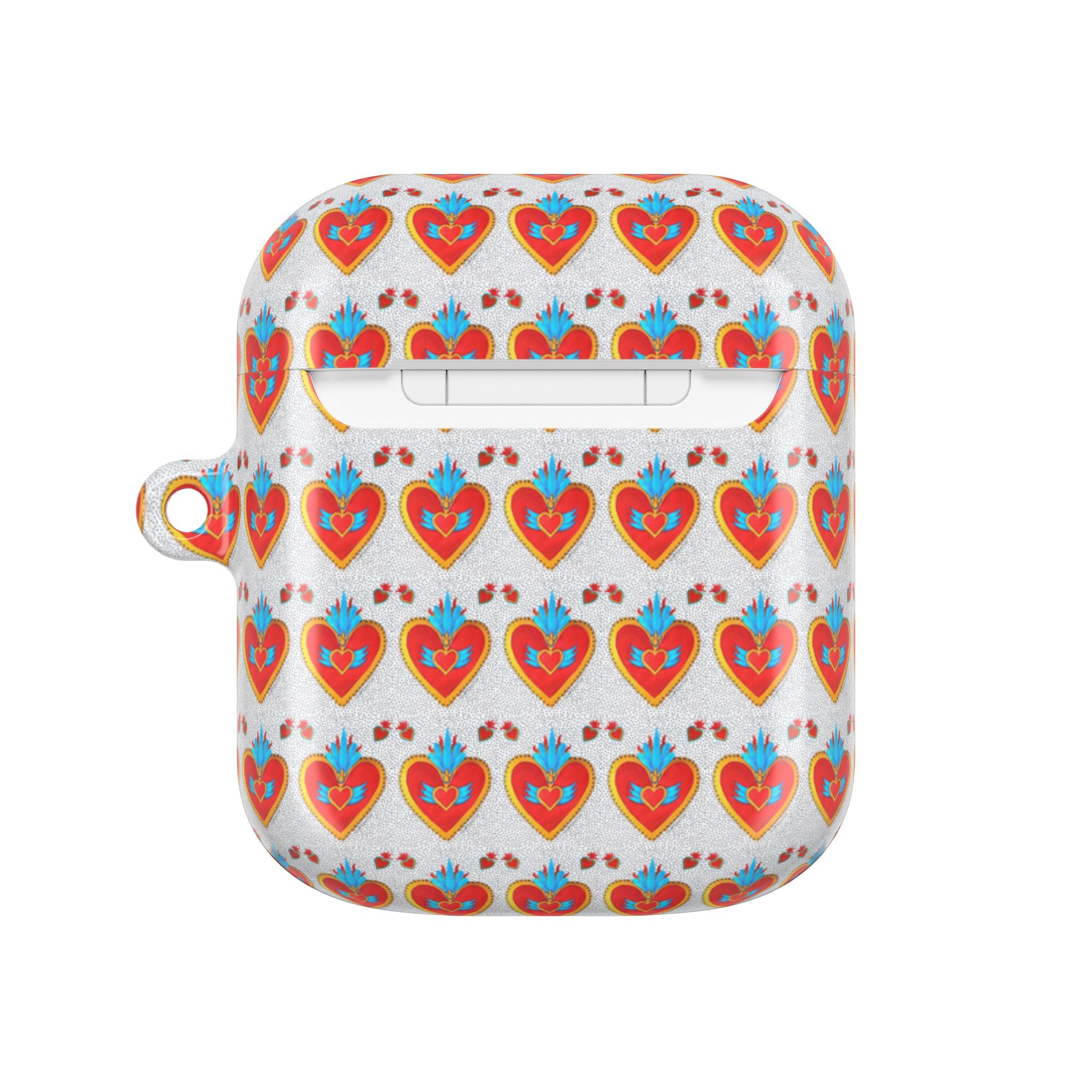 Heart Pattern AirPod Case — Colorful Folk Art Hearts Protective Cover