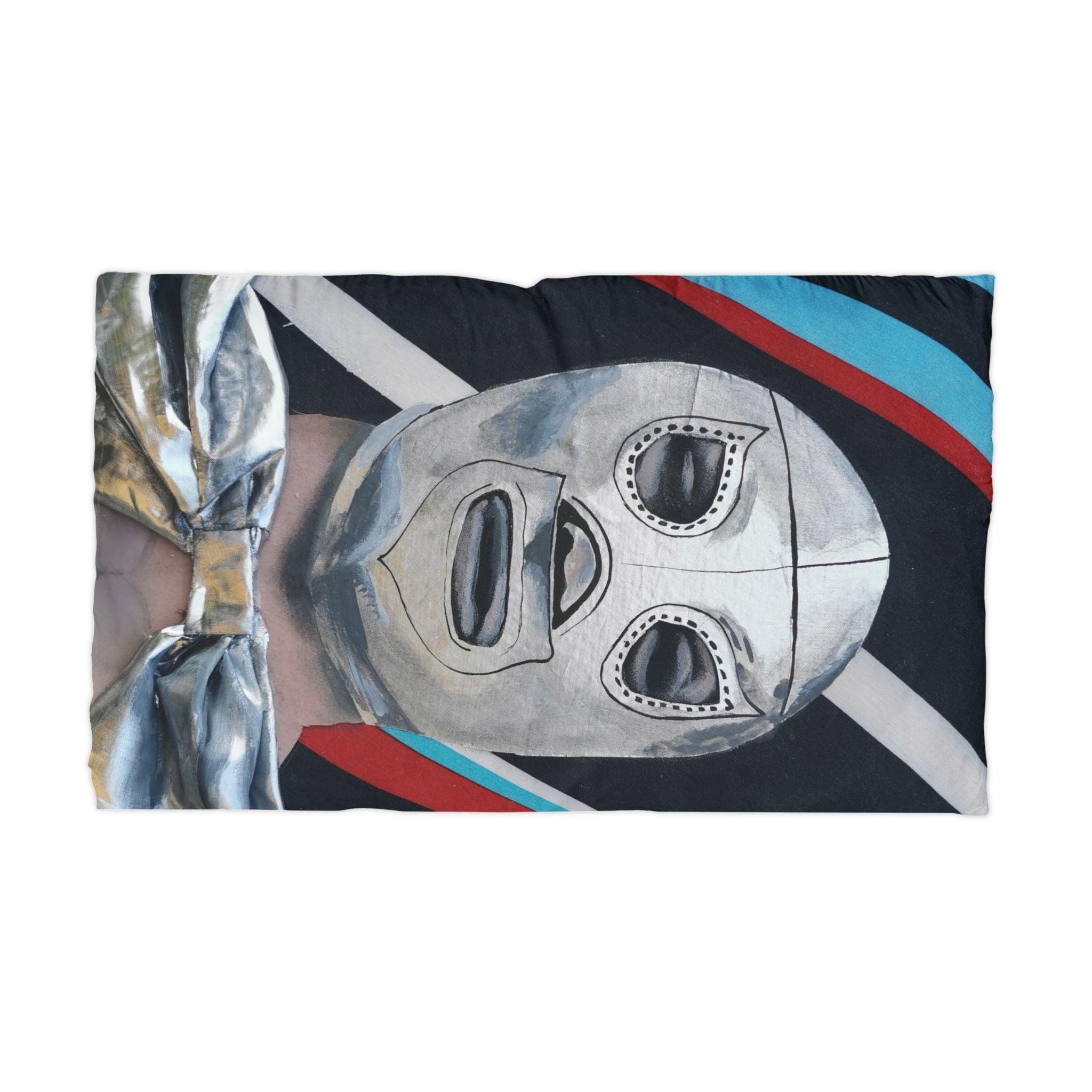 "El Santo" Luchador Mask Microfiber Pillowcase — Silver Wrestling Mask Decorative Pillowcase