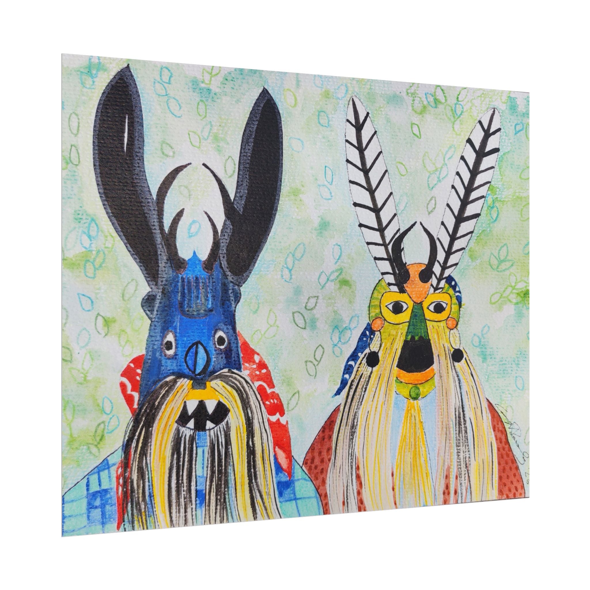 Rolled Poster — Colorful Folk Mask Art Print