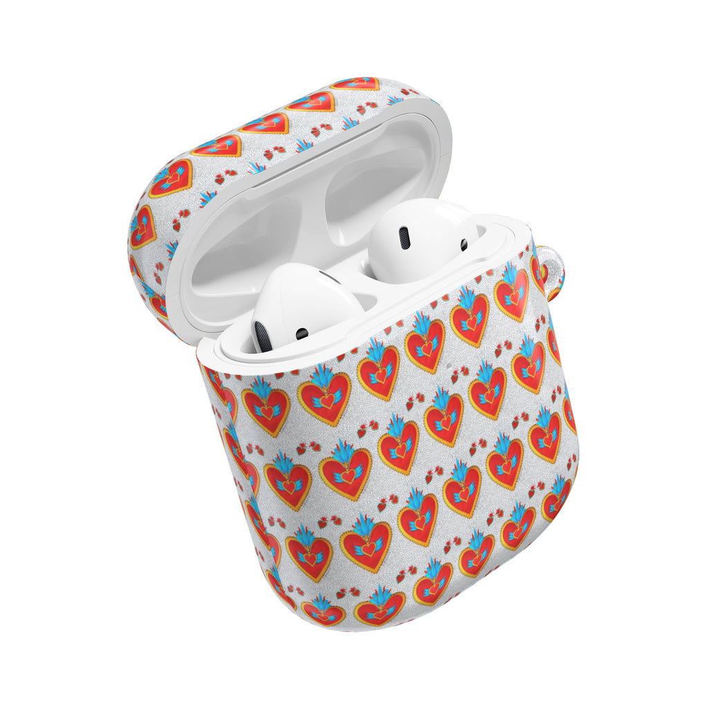 Heart Pattern AirPod Case — Colorful Folk Art Hearts Protective Cover