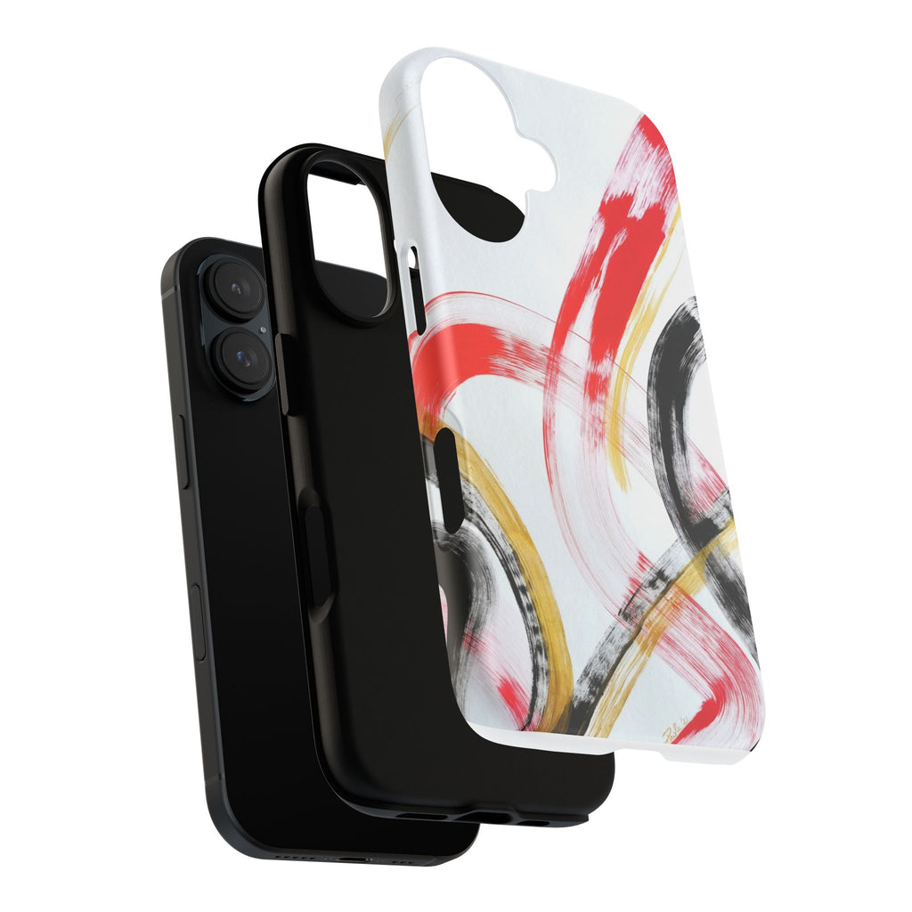 Tough Cases — Abstract Red & Black Brushstroke Phone Case by Paola Capon