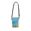 Celestial Wave Small Cell Phone Wallet — Crossbody Phone Pouch with Ocean Rainbow Design