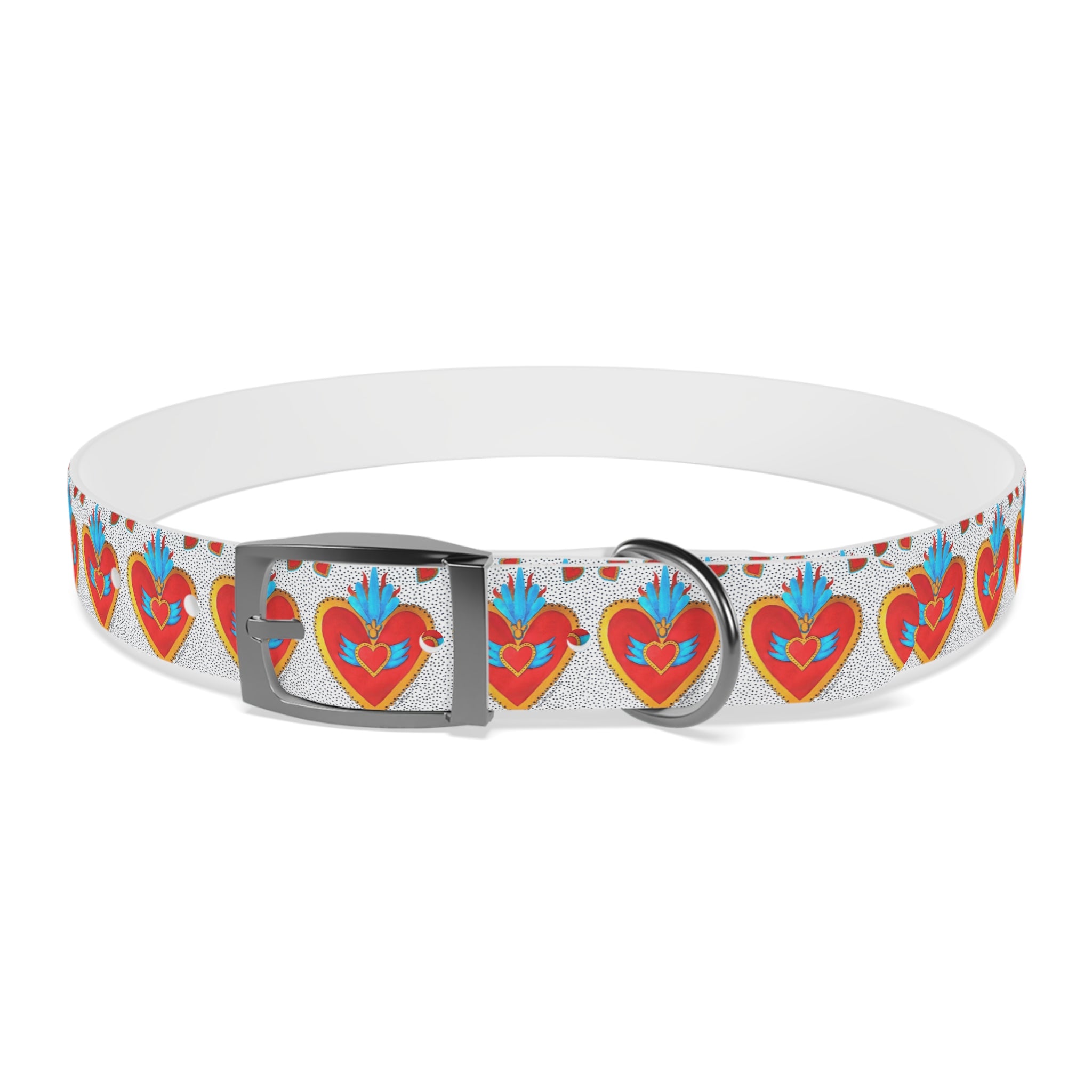 Collier pour chien motif Sacré-Cœur — Motif cœur coloré d'art populaire pour animaux de compagnie