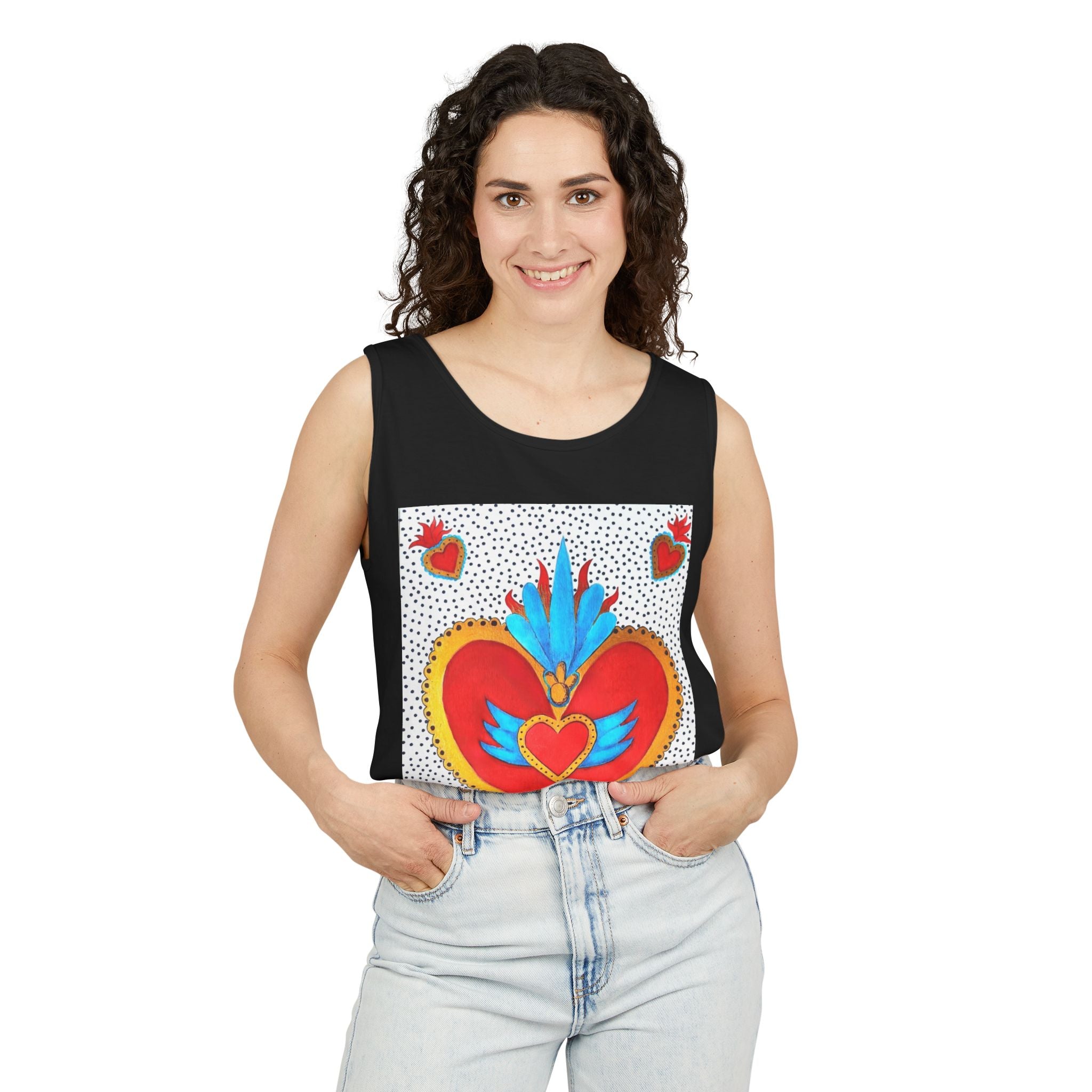 Sacred Heart Tank Top — Vibrant Winged Heart Graphic for Valentine & Everyday Wear