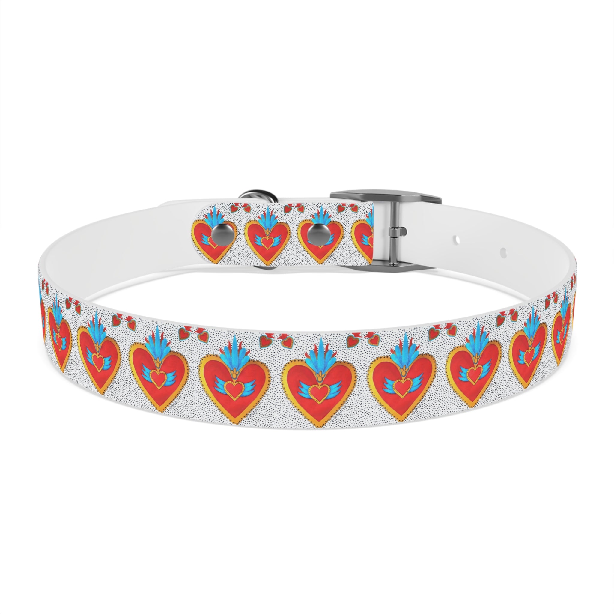 Collier pour chien motif Sacré-Cœur — Motif cœur coloré d'art populaire pour animaux de compagnie