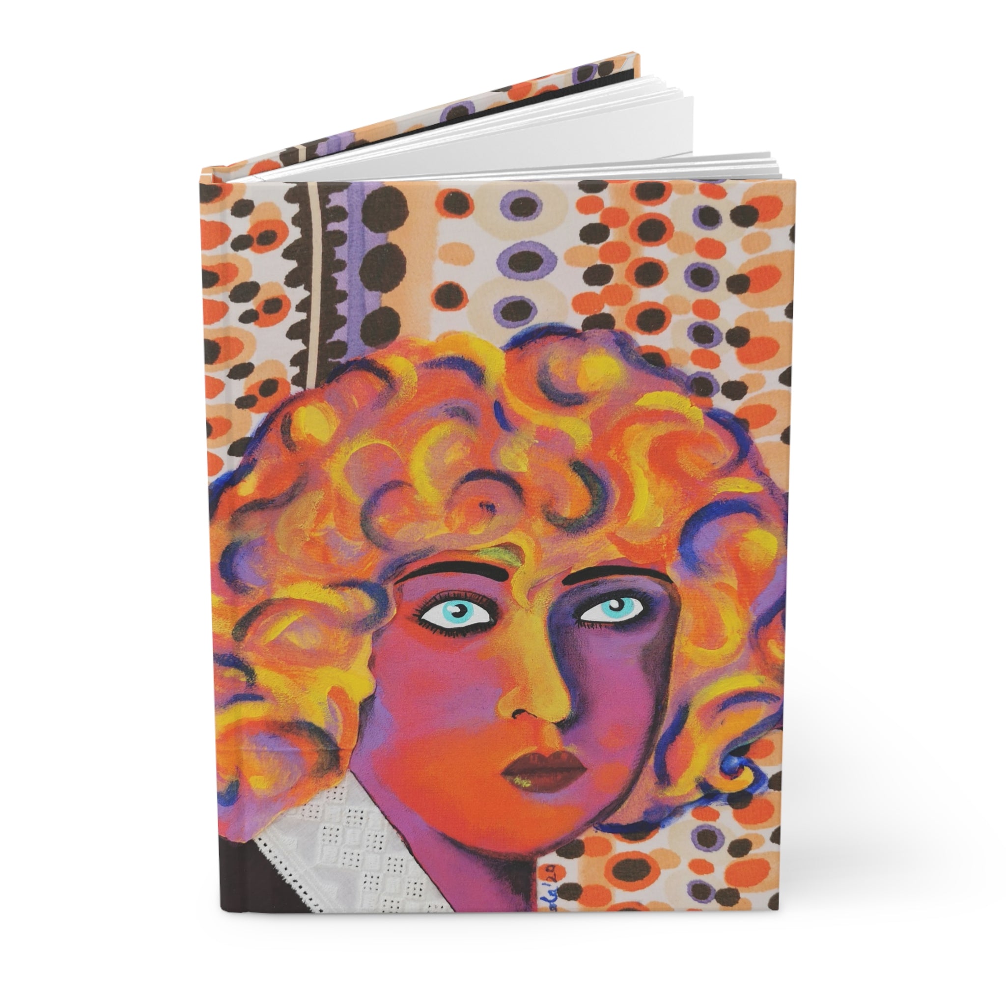 Abstract Pop Art Nahui Olin's Portrait Hardcover Journal — Colorful Vintage Woman Design