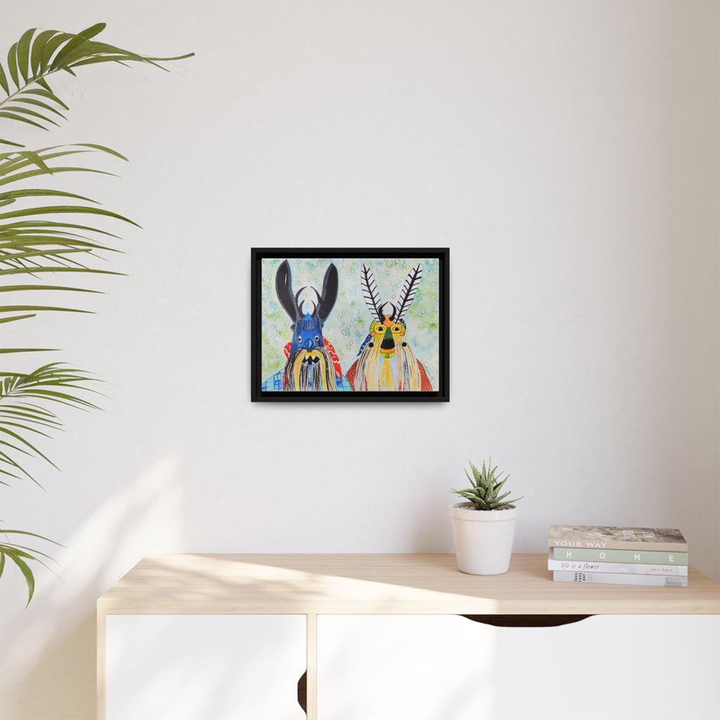 Colorful Folk Mask Matte Canvas Print (Framed)