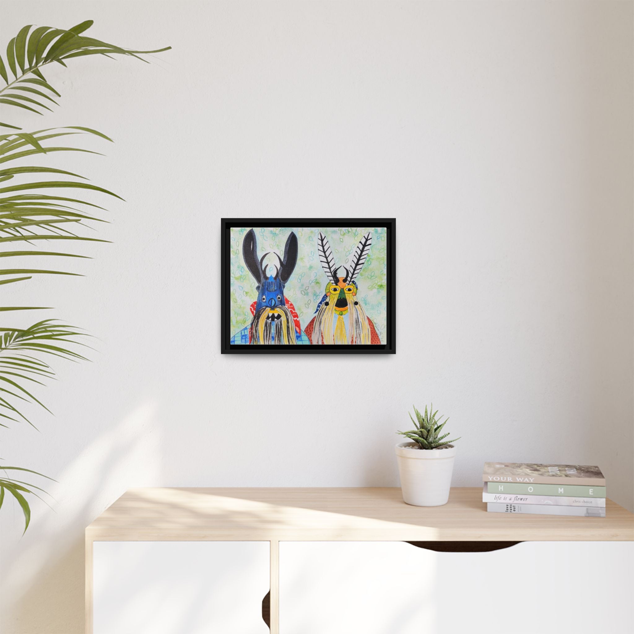 Colorful Folk Mask Matte Canvas Print (Framed)