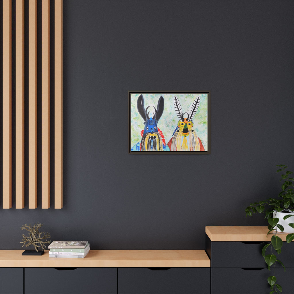 Colorful Folk Mask Matte Canvas Print (Framed)