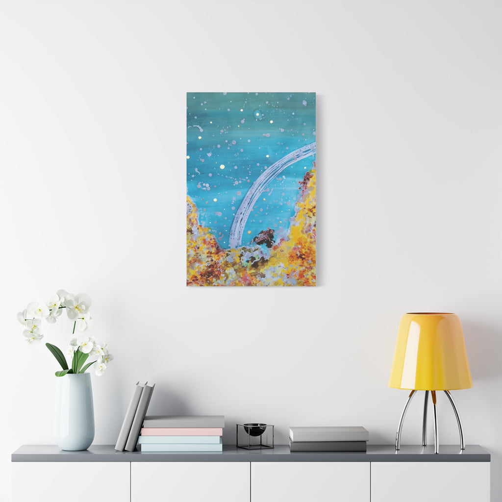 Abstract Ocean Arch Canvas - Teal & Gold Wall Art