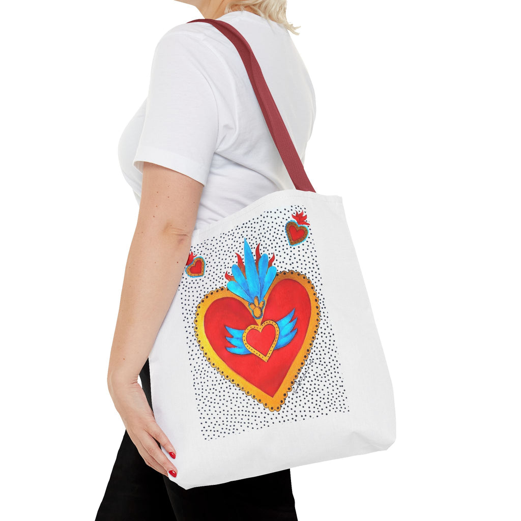 Sacred Heart Tote Bag — Colorful Folk Art Heart Design