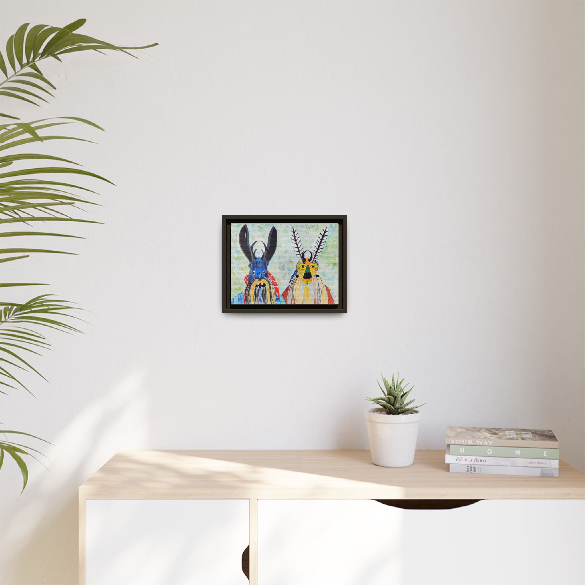 Colorful Folk Mask Matte Canvas Print (Framed)