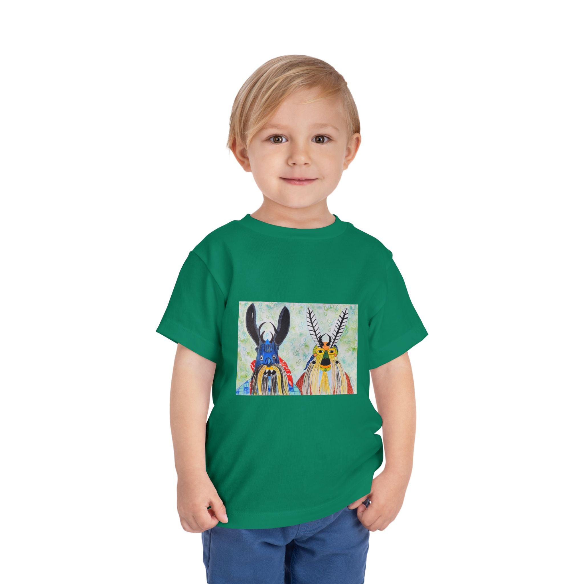 Toddler Tee — Colorful Folk Deer Illustration Kids Shirt