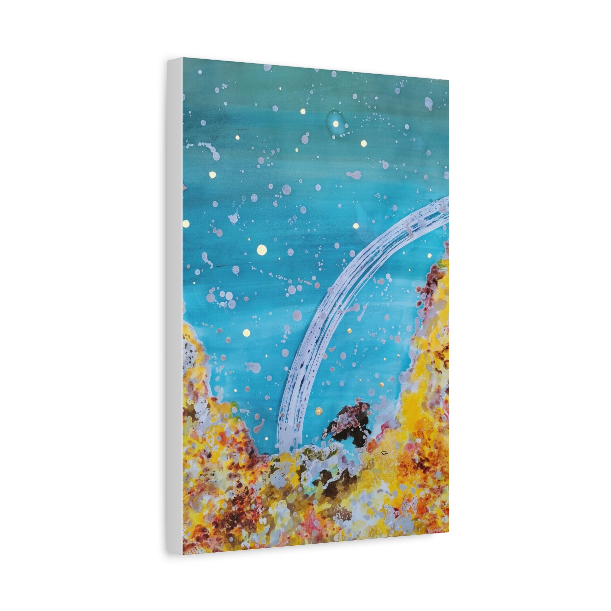 Abstract Ocean Arch Canvas - Teal & Gold Wall Art