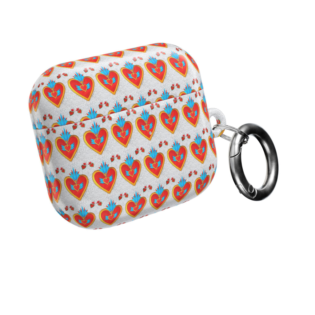 Heart Pattern AirPod Case — Colorful Folk Art Hearts Protective Cover