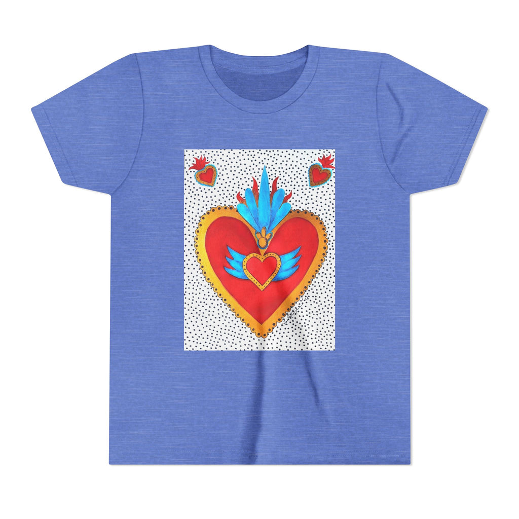 Youth Tee — Colorful Sacred Heart Graphic Kids Shirt
