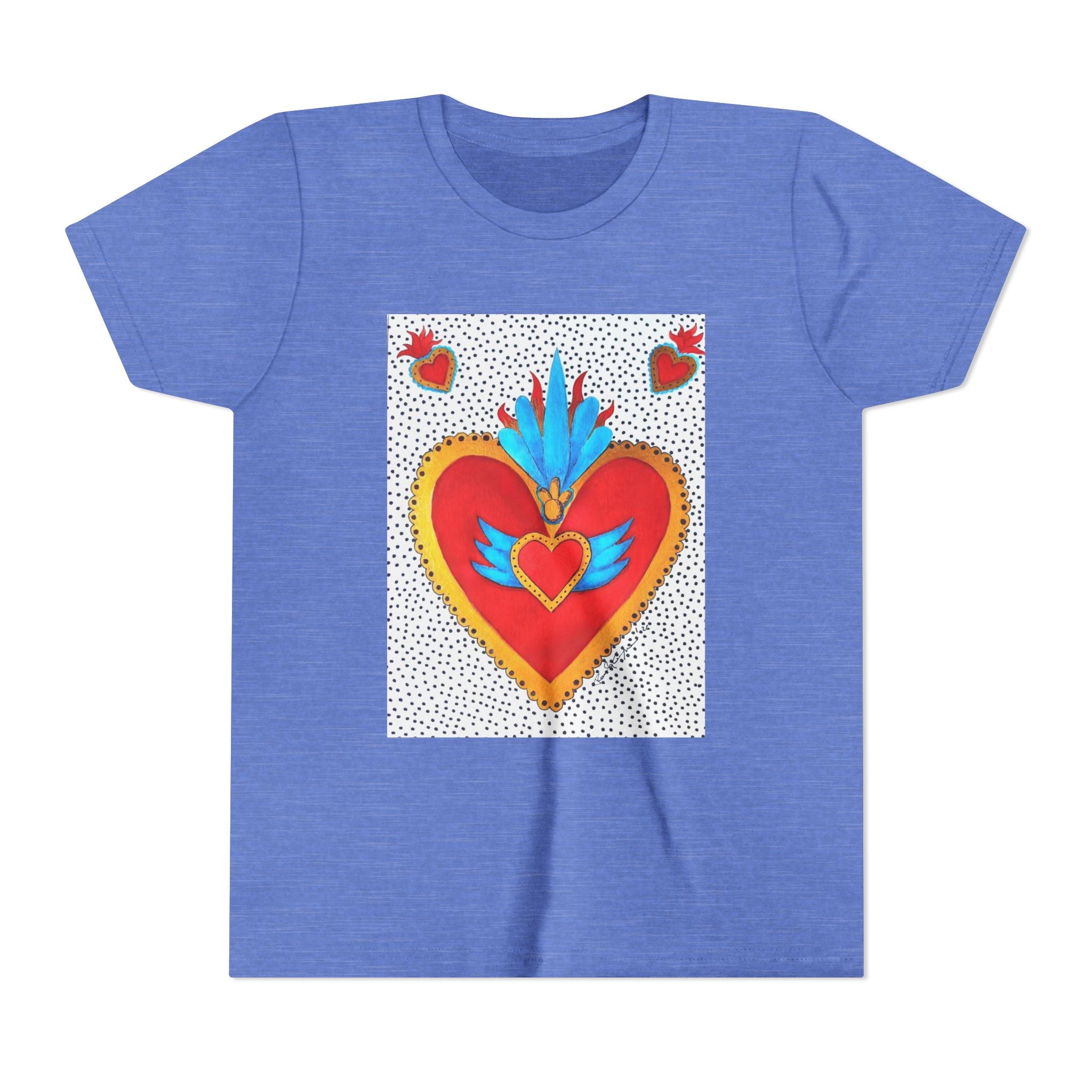 Youth Tee — Colorful Sacred Heart Graphic Kids Shirt