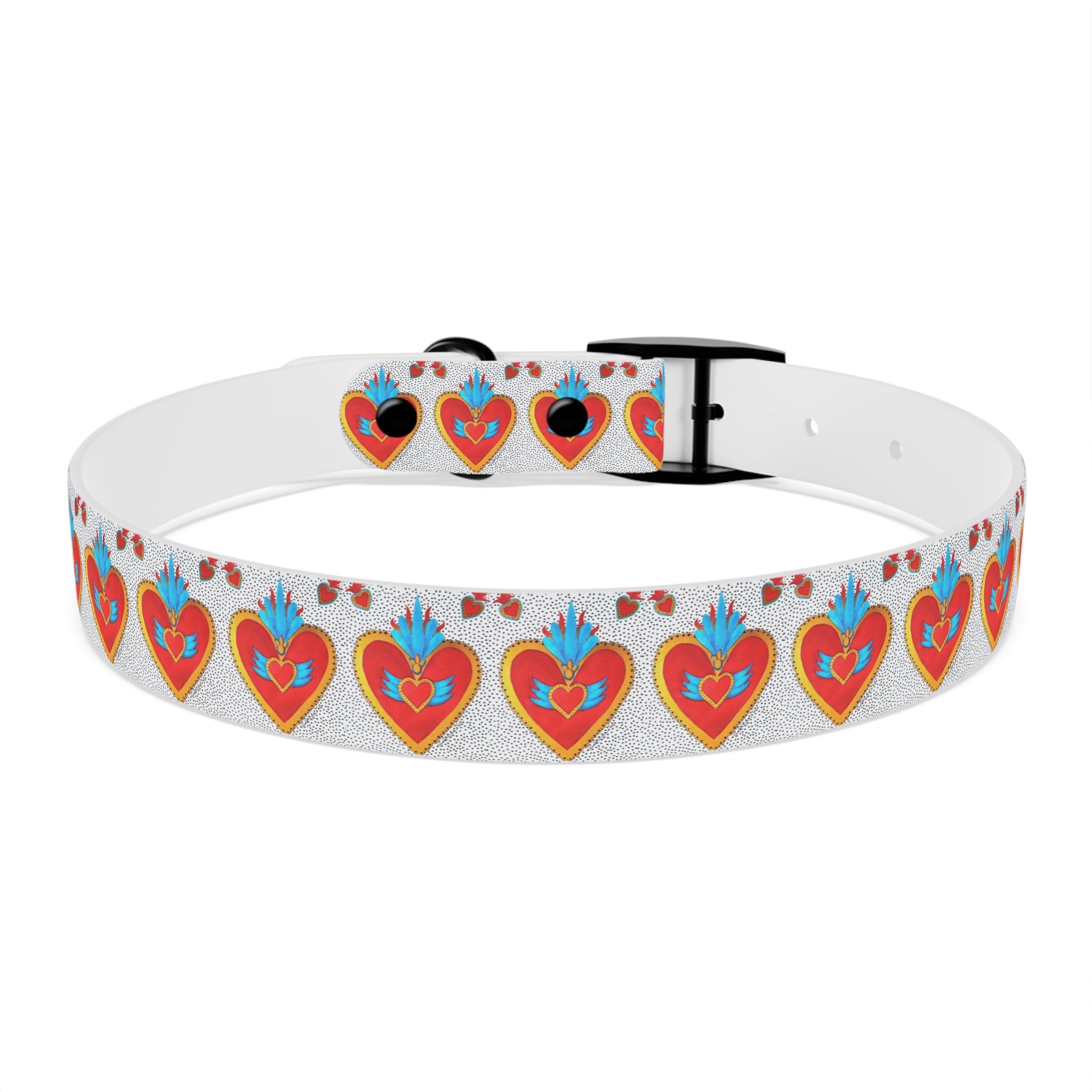 Collier pour chien motif Sacré-Cœur — Motif cœur coloré d'art populaire pour animaux de compagnie