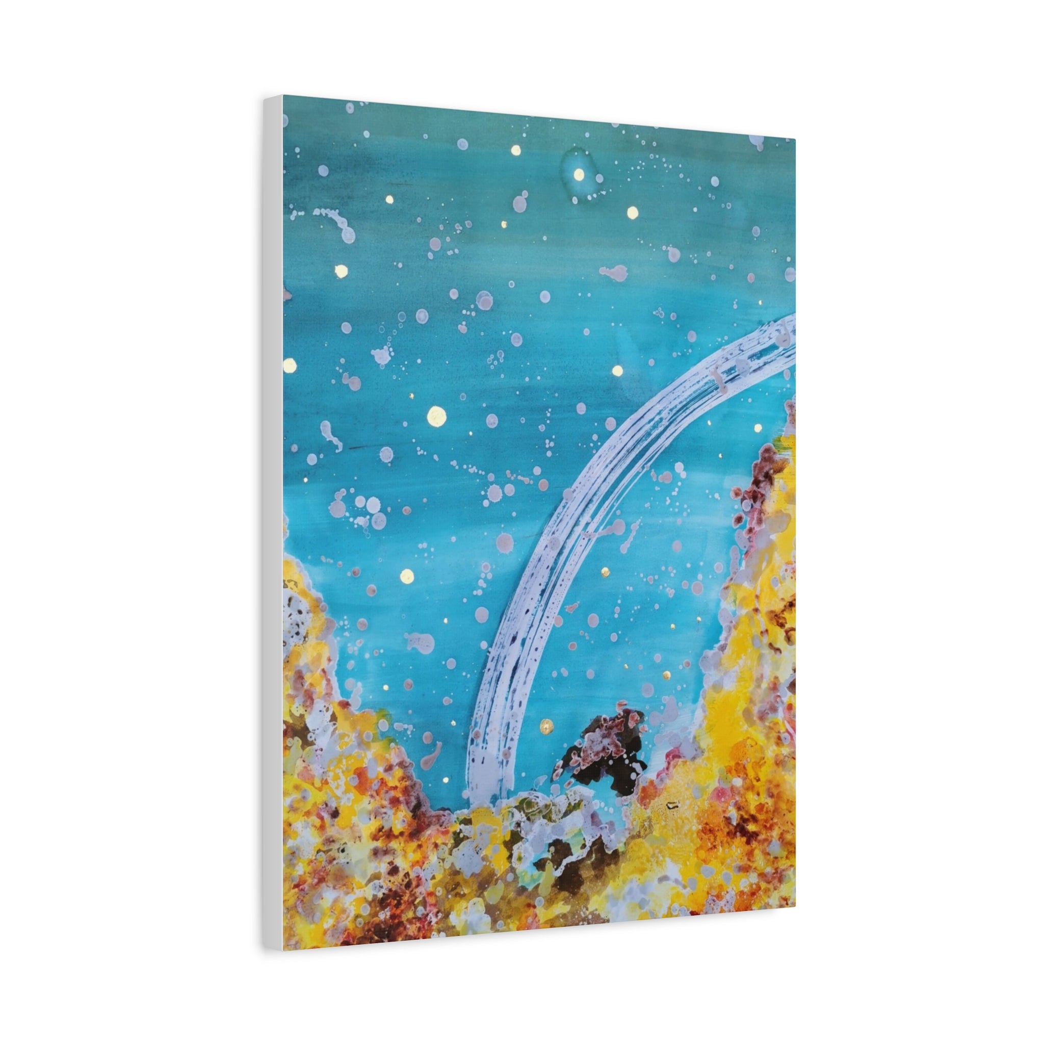 Abstract Ocean Arch Canvas - Teal & Gold Wall Art