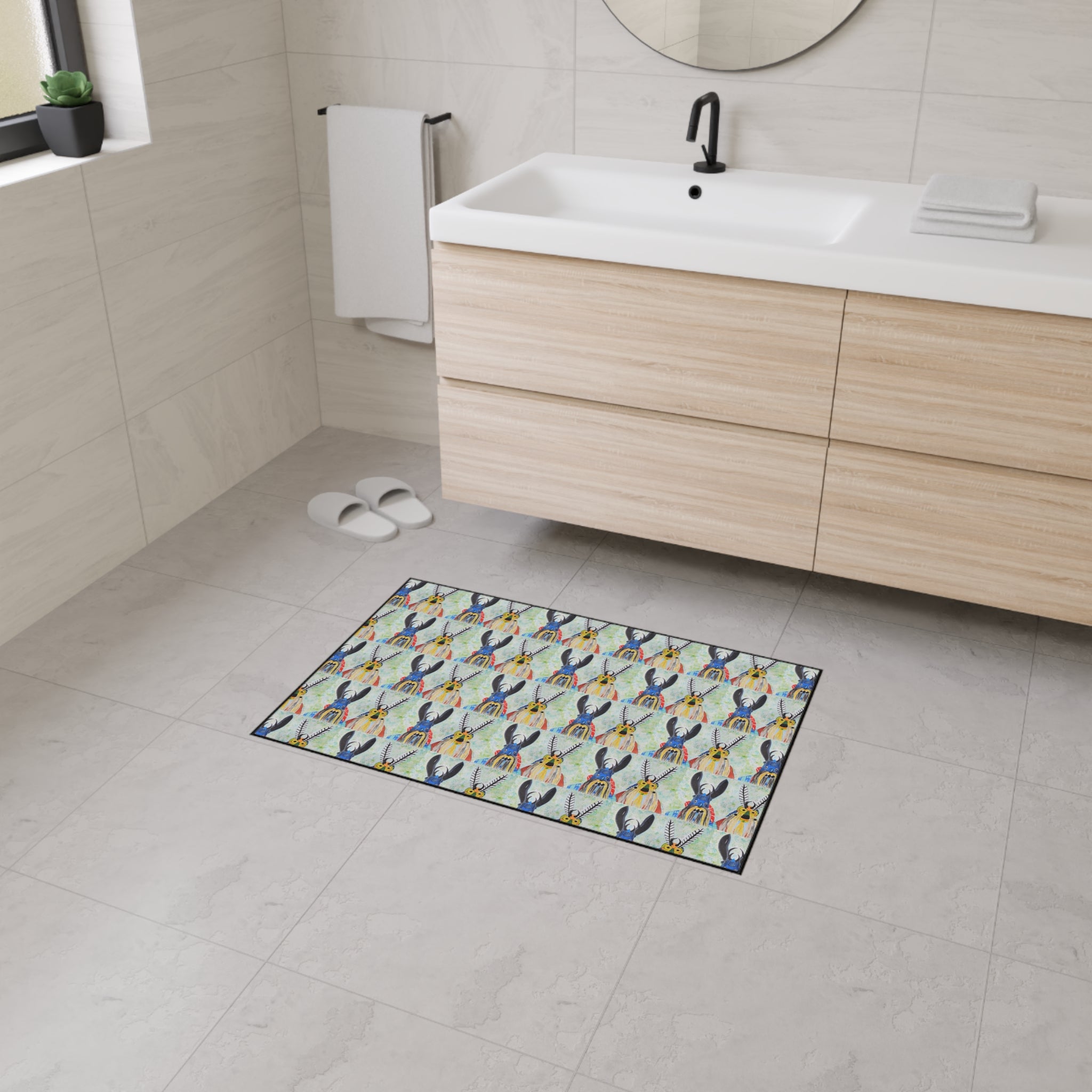 Donkey Pattern Heavy Duty Floor Mat — Colorful Southwestern Donkey Repeat Rug for Entryway & Kitchen