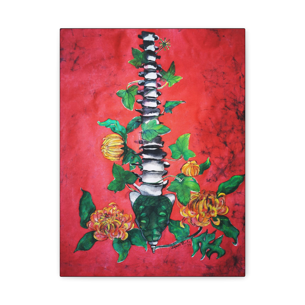 Spine & Flowers Canvas Art – Botanical Gothic Wall Decor