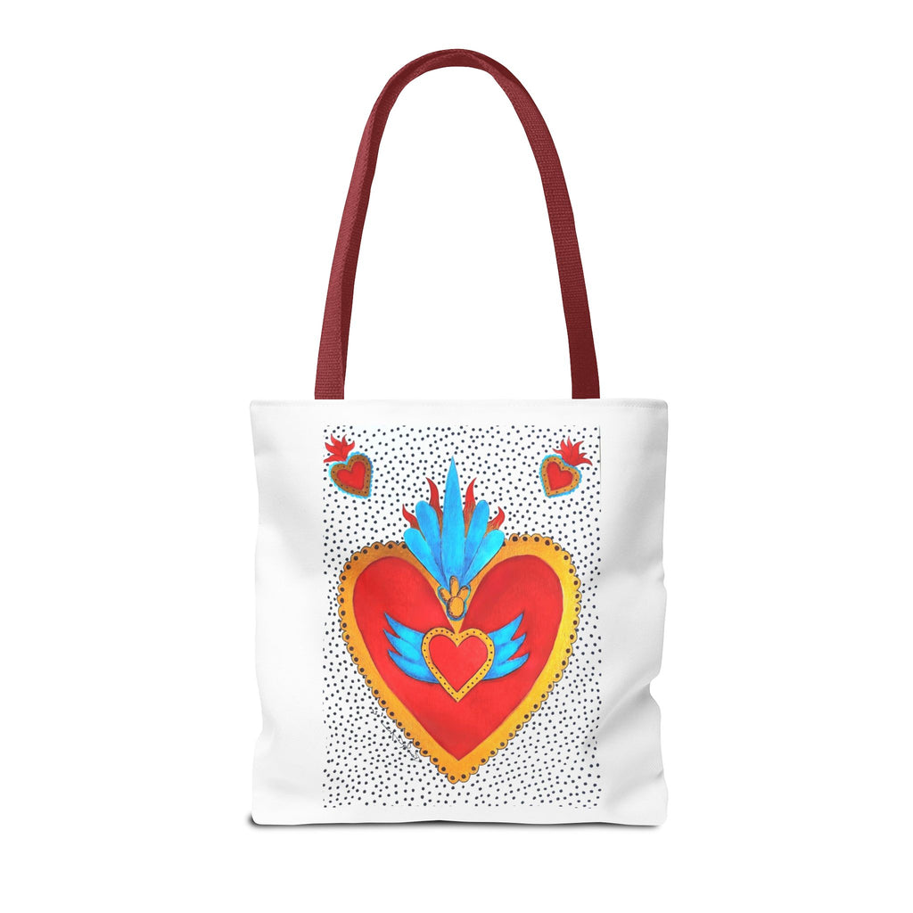Sacred Heart Tote Bag — Colorful Folk Art Heart Design