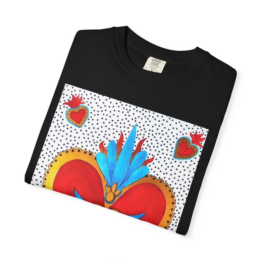 Winged Sacred Heart T-Shirt — Colorful Mexican Folk Art Graphic