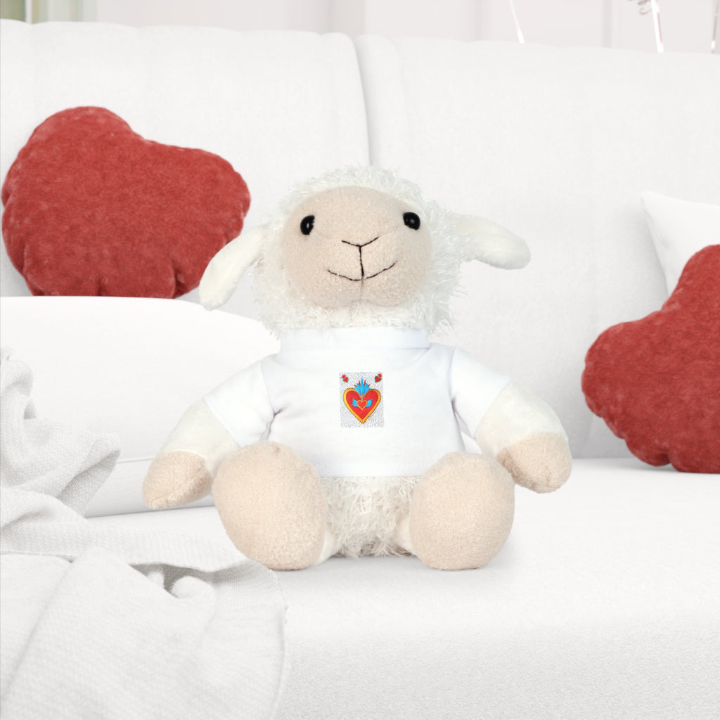 Valentine Heart Folk Art Plush Bear with T‑Shirt