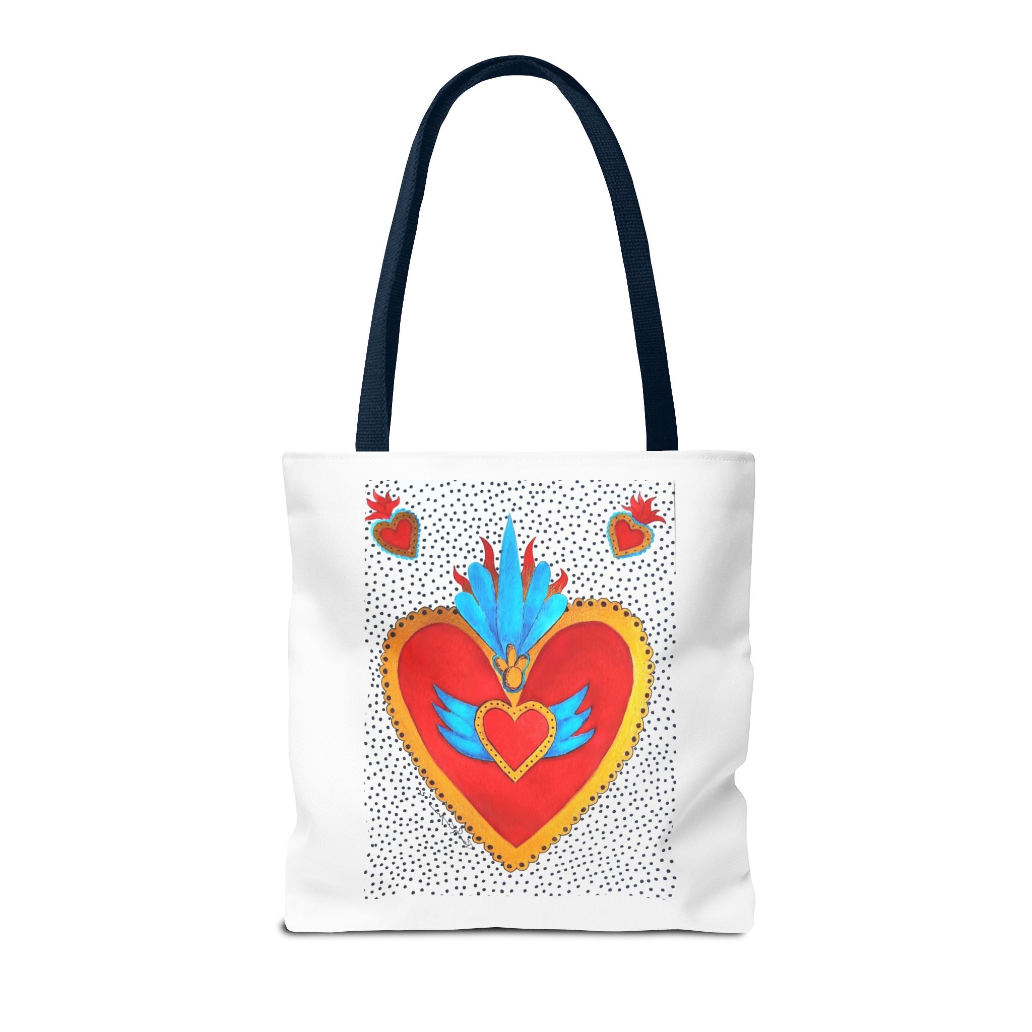 Sacred Heart Tote Bag — Colorful Folk Art Heart Design