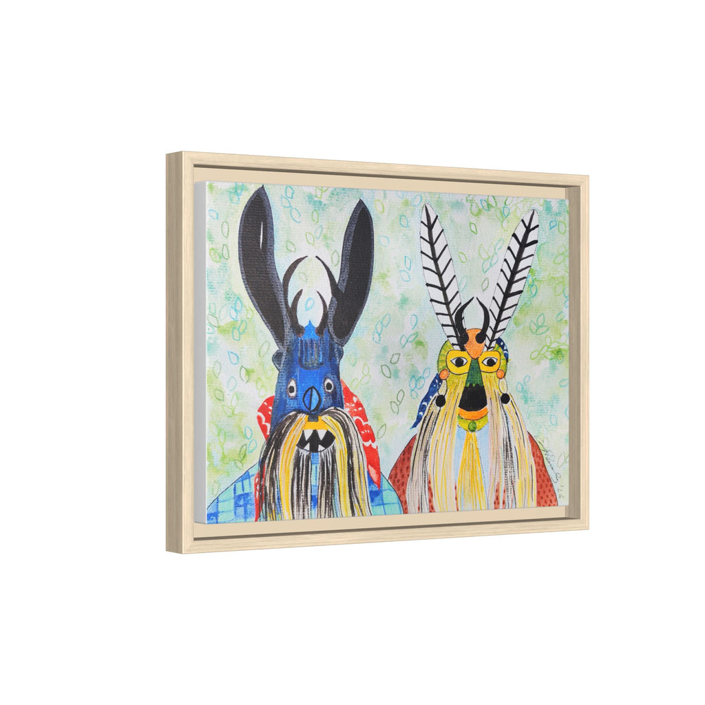Colorful Folk Mask Matte Canvas Print (Framed)