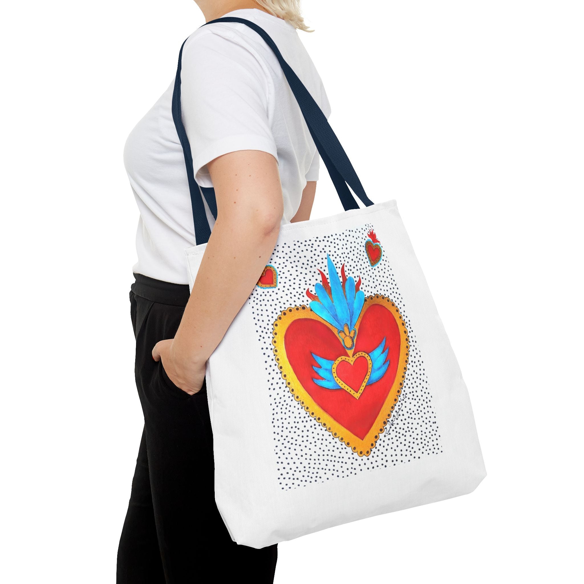 Sacred Heart Tote Bag — Colorful Folk Art Heart Design
