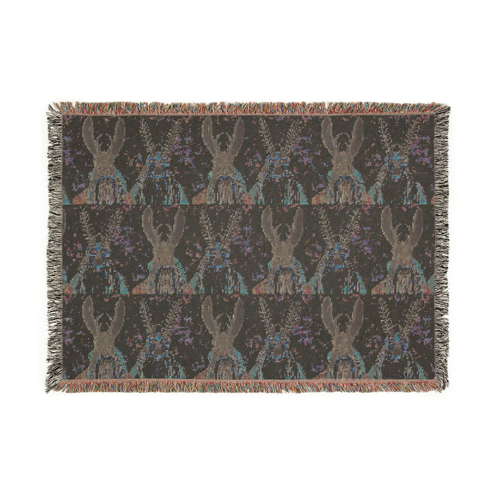 Hare Pattern Woven Blanket — Reversible Rabbit Throw for Cozy Home Decor