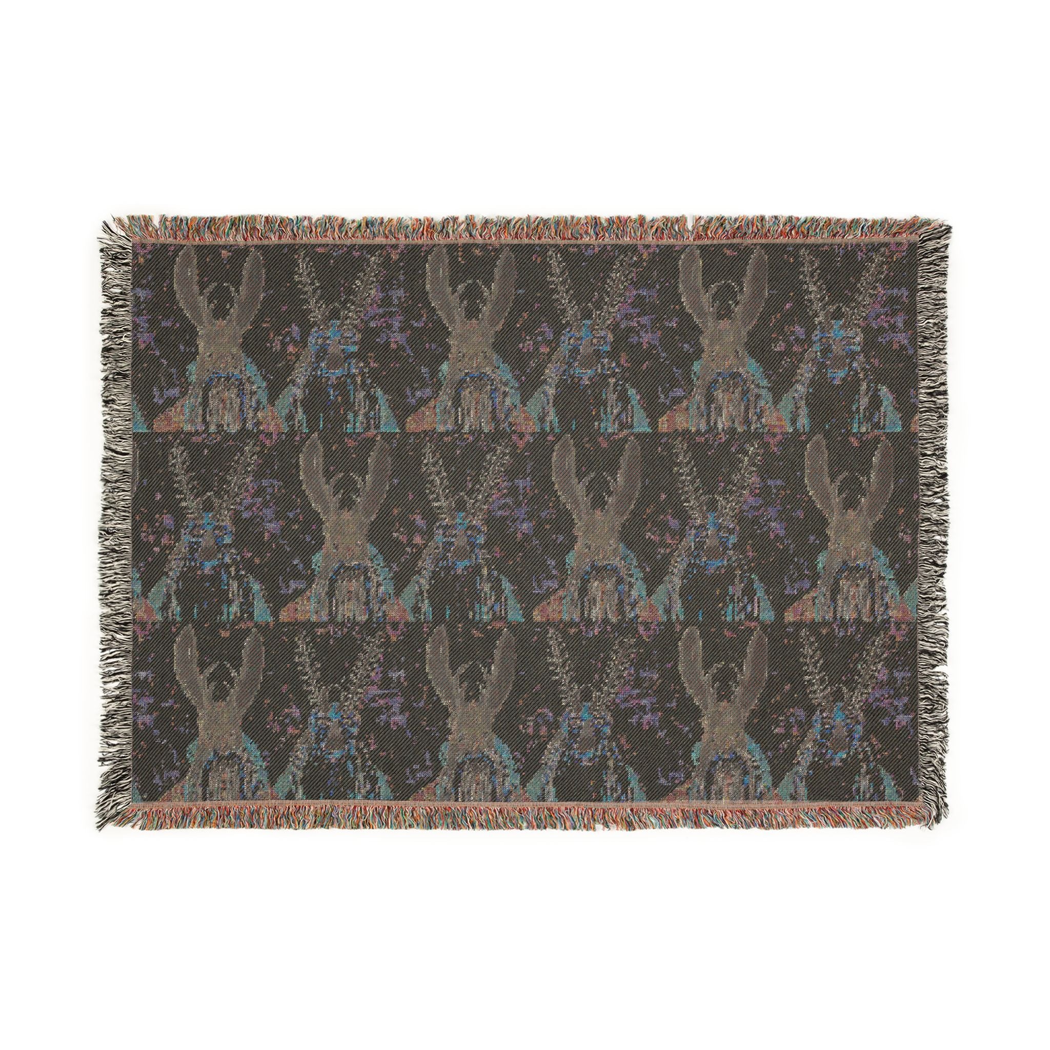 Hare Pattern Woven Blanket — Reversible Rabbit Throw for Cozy Home Decor
