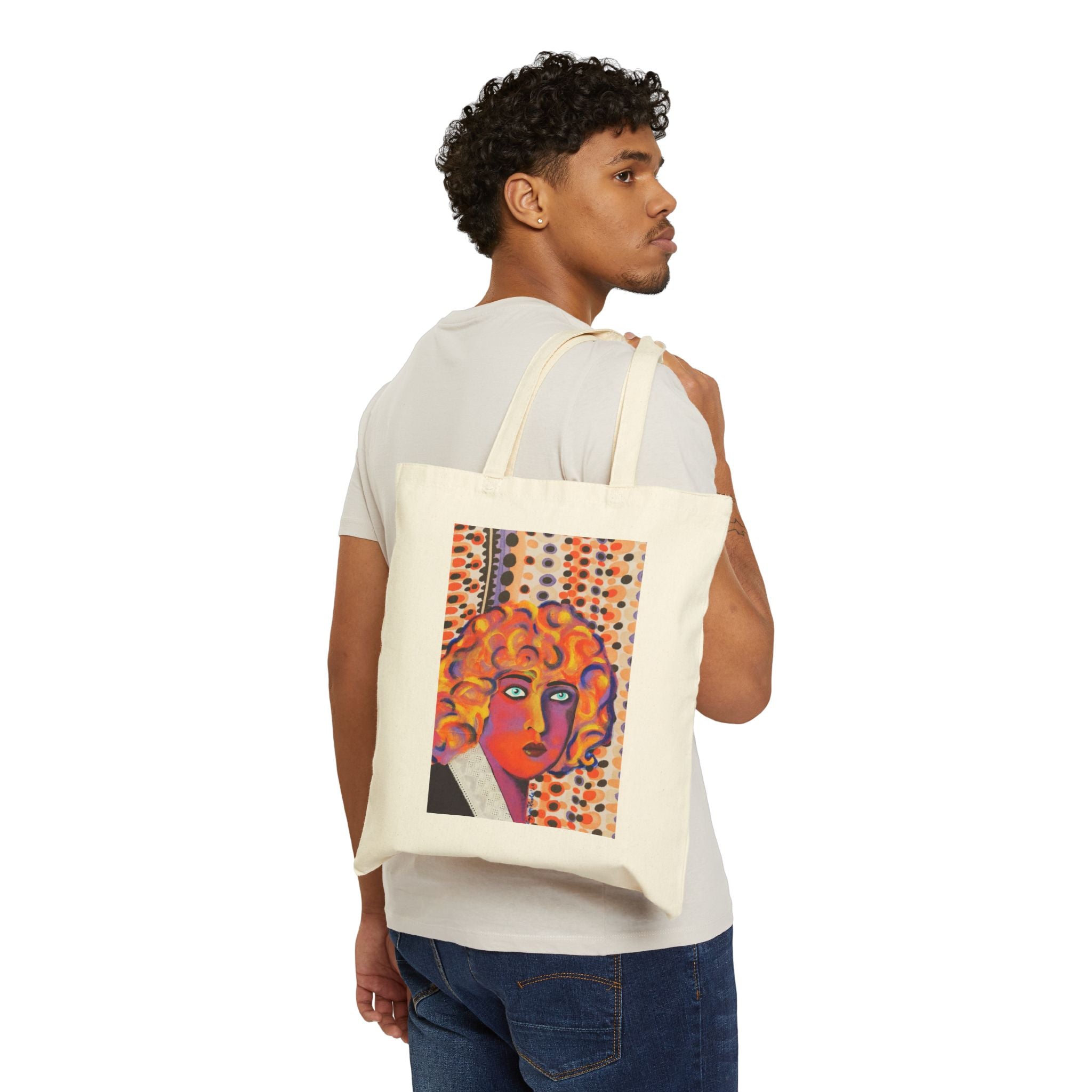 Canvas Tote Bag — Vibrant Retro Pop Art Nahui Olin Portrait Tote