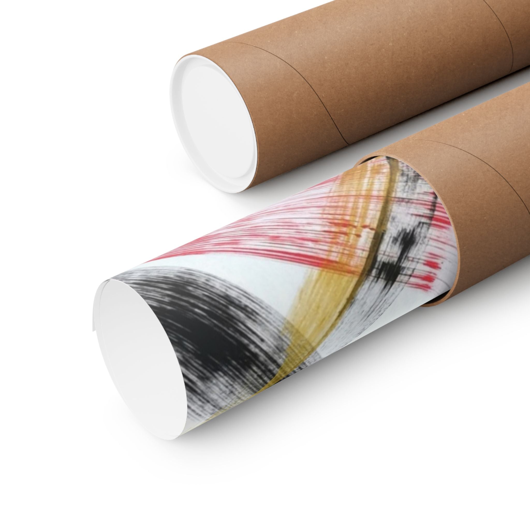 Abstract Brushstroke Matte Poster — Red, Black & Gold Vertical Wall Art