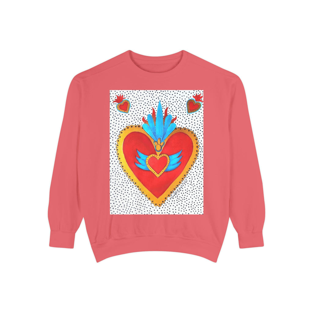 Sacred Heart Sweatshirt — Colorful Folk Art Heart Crewneck