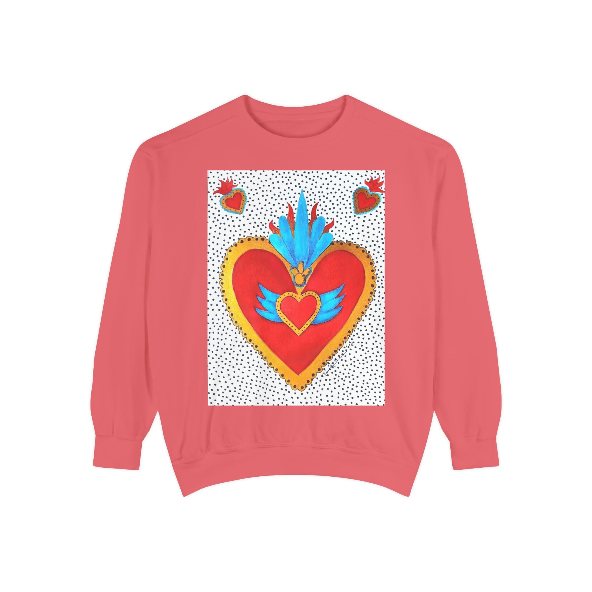 Sacred Heart Sweatshirt — Colorful Folk Art Heart Crewneck